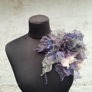Oversized flower brooch, Lilac Purple Gray felted flower brooch, corsage, shawl pin, handmade, flower corsage, wedding wear, boho accessory