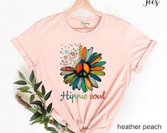 Hippie Soul Daisy Peace Sign T-Shirt, Boho Shirt