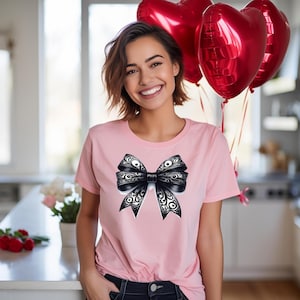 Black Bow Shirt, Coquette Black Bows Shirt, Coquette Shirt, Bow Girl Shirt, Coquette Shirt, Cute Bow Shirt, Black Ribbon