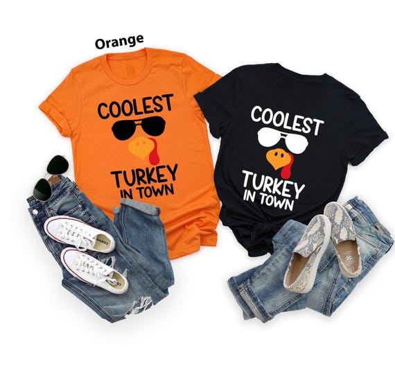 Funny Thanksgiving Shirts, Coolest Turkey In Town Shirt, Cute Turkey Shirt, Kids Fall Shirt, Teachers Fall Shirt, Boys Thanksgiving Tshirt