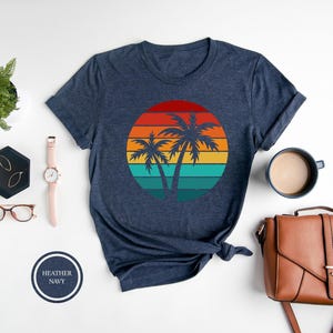 Retro Tropical Sunset Summer Shirt, Vintage Palm Tree Shirt, Summer Holiday T-Shirt, Nature Shirt, Palm Beach Shirt, Cute Unisex Graphic Tee