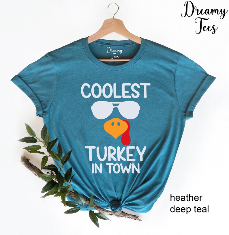 Funny Thanksgiving Shirts, Coolest Turkey In Town Shirt, Cute Turkey Shirt, Kids Fall Shirt, Teachers Fall Shirt, Boys Thanksgiving Tshirt image 4