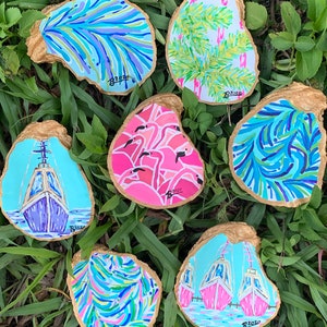 Colorful Hand Painted Oyster Shell