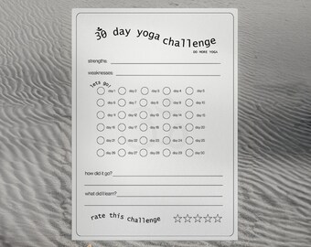 30-Day Yoga Challenge Tracker – Printable Yoga Journal (Digital Download)