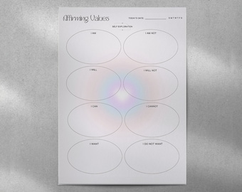 Heart Aura Values Journal Sheet - Printable Affirmation Planner (PDF Download)