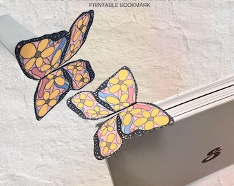 Marque-page papillon imprimable : motif flottant en 3D (téléchargement numérique)