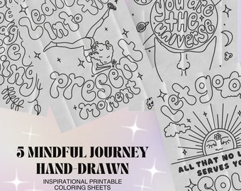 Mindful Journey Coloring Pages | Inspirational Adult Prints (PDF)