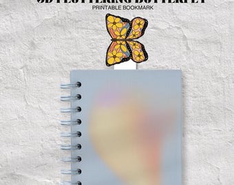 Printable Butterfly Bookmark: 3D Fluttering Design (Digital Download)