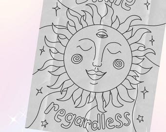 Shine Sun Coloring Page, Adult Coloring Print (PDF)
