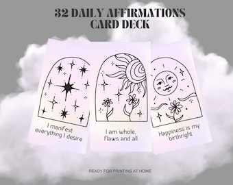 Printable Daily Radiance Affirmations | 32 Affirmation Deck, Motivational Cards, Manifestation Cards