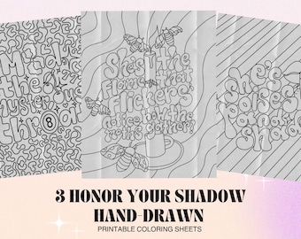 Dark Feminine Coloring Pages: Shadow Self Art, Moody Woman Printable Sheets (Digital Download)