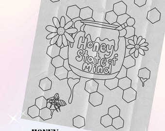 Honey State of Mind Coloring Page: Adult Printable Art (PDF)