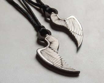 Wings Two-pieces Sharing Pendant Necklaces - Two Piece Set - Stainless Steel Pendants