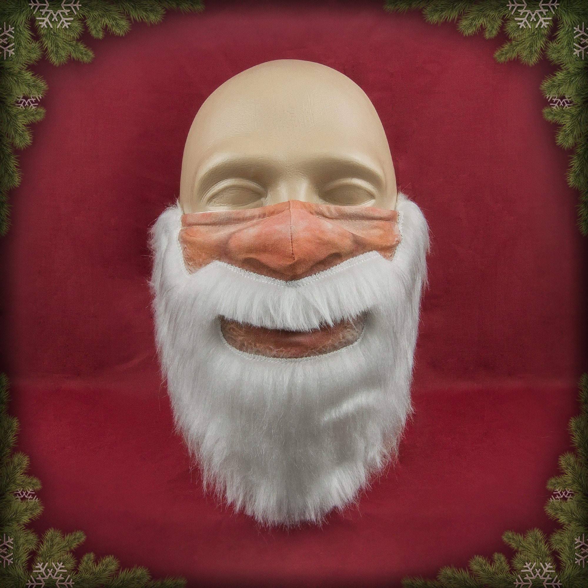 Santa Claus Face Mask With Beard Etsy