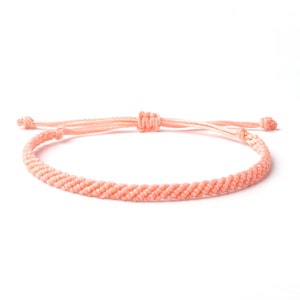 Handmade Surf Waxed Thread Waterproof Anklet or Bracelet for Women or Men Pastel Jewelry Peach