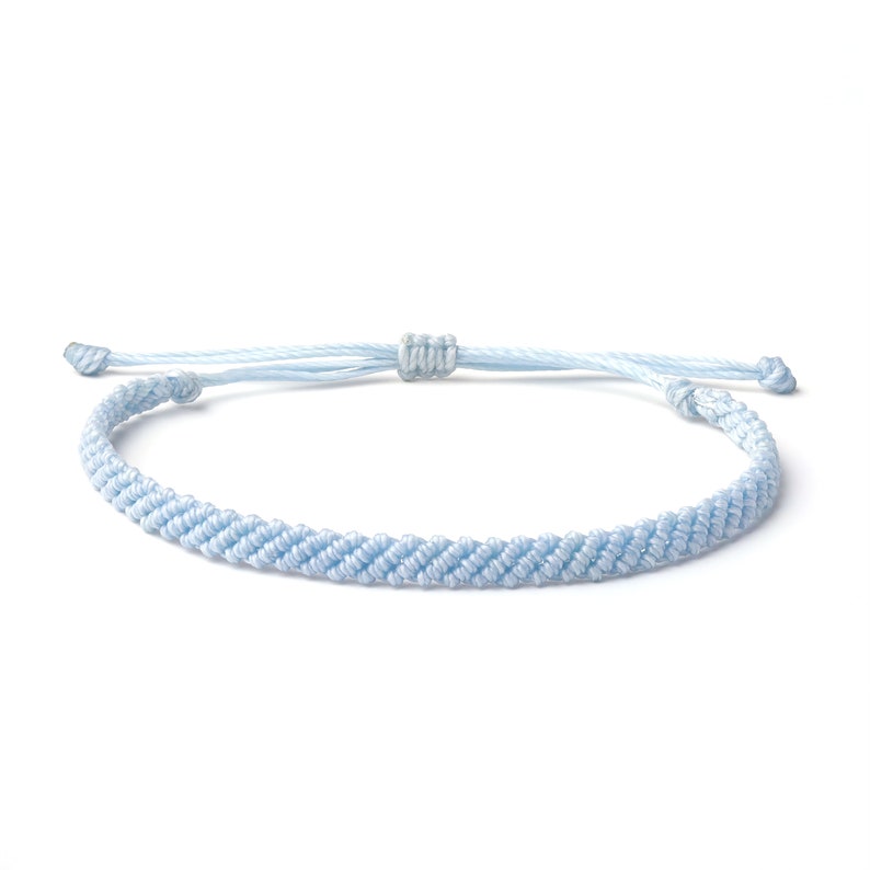 Handmade Surf Waxed Thread Waterproof Anklet or Bracelet for Women or Men Pastel Jewelry Blue