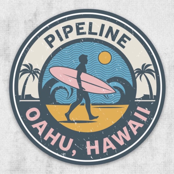 Pipeline Hawaii Surf Sticker for for Hydroflask or Car - Boyfriend Gift - Girlfriend Gift - Car Window Sticker - Surfer Gift