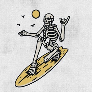 Wave Barrel Skeleton Surf Sticker Vinyl for Hydroflask or Car or Laptop Boyfriend Gift Girlfriend Gift Window Sticker Surfer Gift Skeleton Shaka