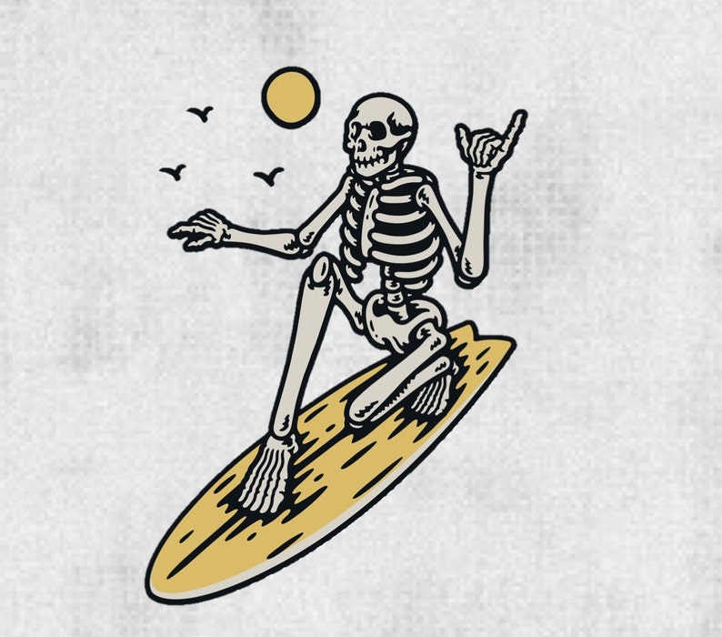 Wave Barrel Skeleton Surf Sticker Vinyl for Hydroflask or Car or Laptop Boyfriend Gift Girlfriend Gift Window Sticker Surfer Gift Skeleton Shaka
