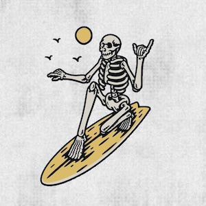 Surf Skeleton Clear Vinyl Sticker Decal Surf Sticker holding Shaka for Hydroflask or Car Sticker Boyfriend Gift Surfer Gift Car Decal Skeleton Shaka