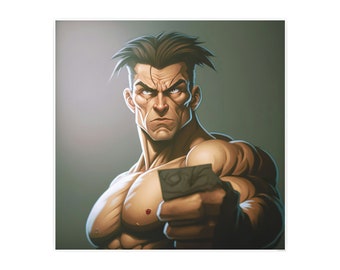 Anime Muscle Fighter with Card Photo Art Paper Posters