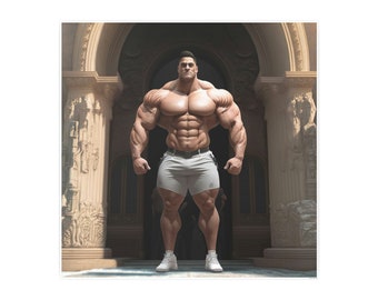 Huge Bodybuilder Under Arch Photo Art Paper Posters
