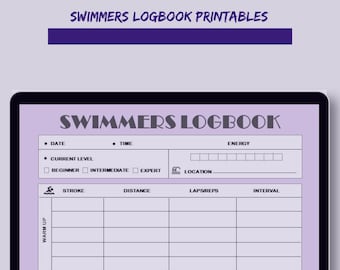 Swimmers Logbook Printables | Swimmers Journal | Swim Stroke Tracker | Swim Practice Tracker | Swim Diary | Swim Practice | Instant Download