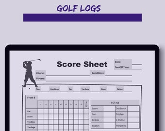 Golf Log Printables | Golf Journal | Golf Diary | Golf Notebook | Golf Stat Sheets| Golf Distance Tracker | Instant Download | Golf Strokes