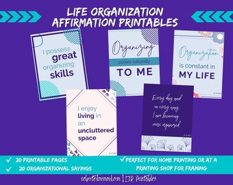 Life Organization Affirmation Printables | Printable Wall Art  |Organization Inspiration | Wall Decor | Immediate Download | Digital