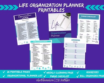 Life Organization Planner Printables |  Life Planner Pages |Home Planner | Cleaning Planner | Money Planner | Immediate Download | Digital