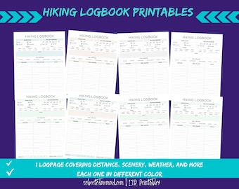 Hiking Logbook Printables | Hiking Journal | Hiking Diary | Hiking Notebook |  Hiking Memory Book |  Hike Destinations | Instant Download