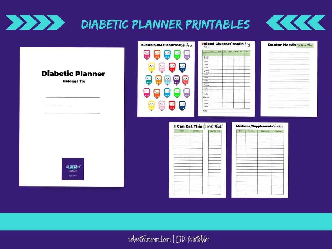 Diabetic Planner Printables Diabetes Medical Planner Diet Etsy