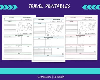 Travel Planner Printables | Vacation Planning | Road Trip Planner | Holiday Planning | Travel Itinerary | Travel Journal | Digital Download