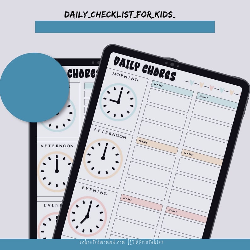 Daily Checklists for Kids Printables Chore Worksheets Kids' Chores Kids' Organization and Responsibility Immediate Download image 3