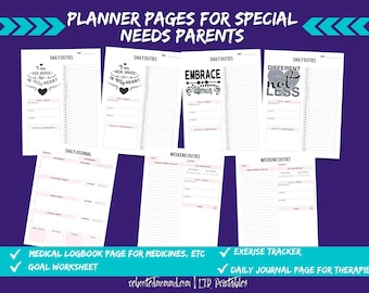 Special Needs Parent Journal: Therapy, Medical, & Goals (Printable Pages)