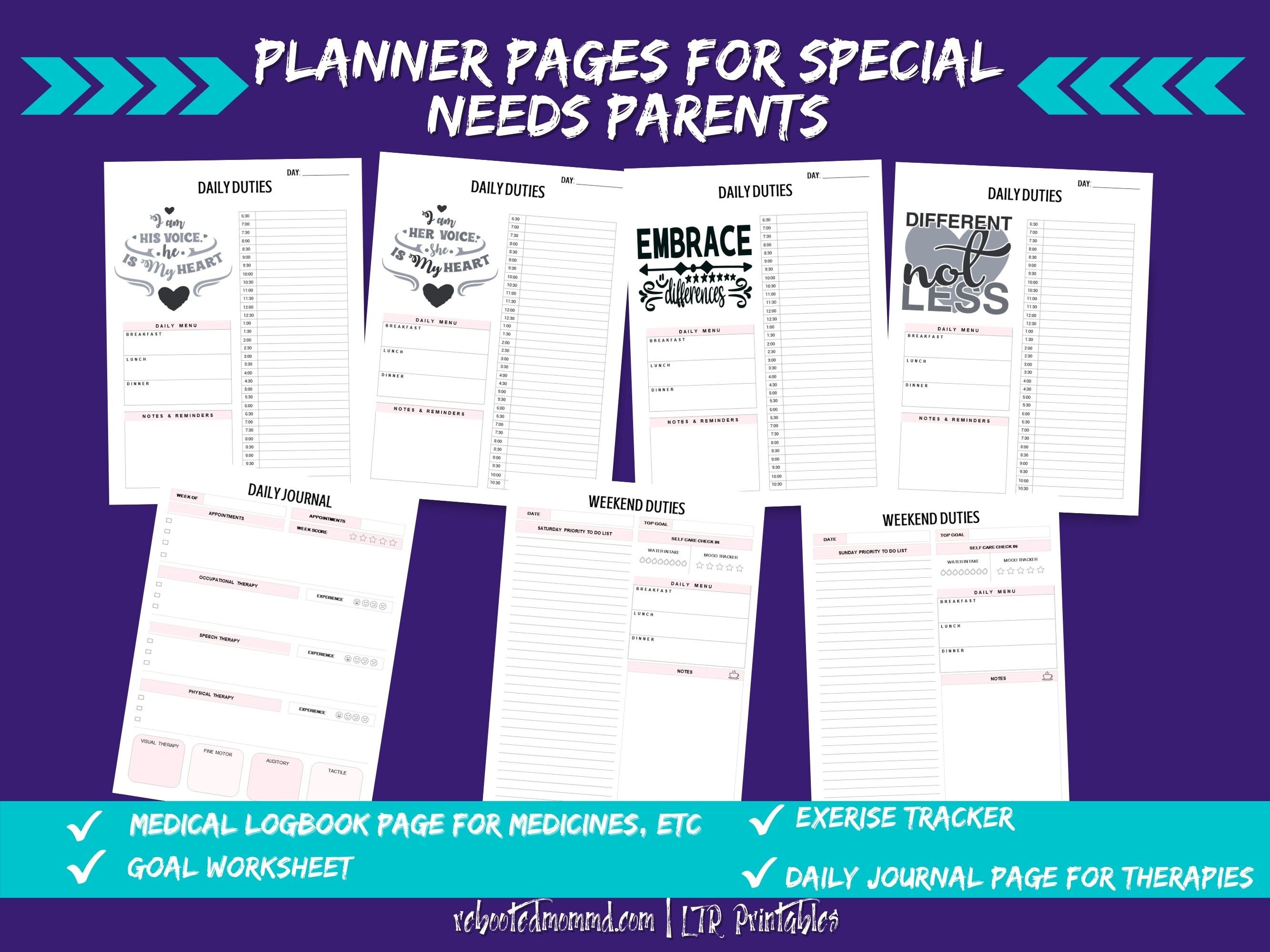 Special Needs Journal Printable Pages | Special Needs Binder | Autism ...
