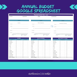 The Annual Budget Spreadsheet Money Printables Money Management Financial Organization Pages Immediate Download Google Spreadsheets image 4