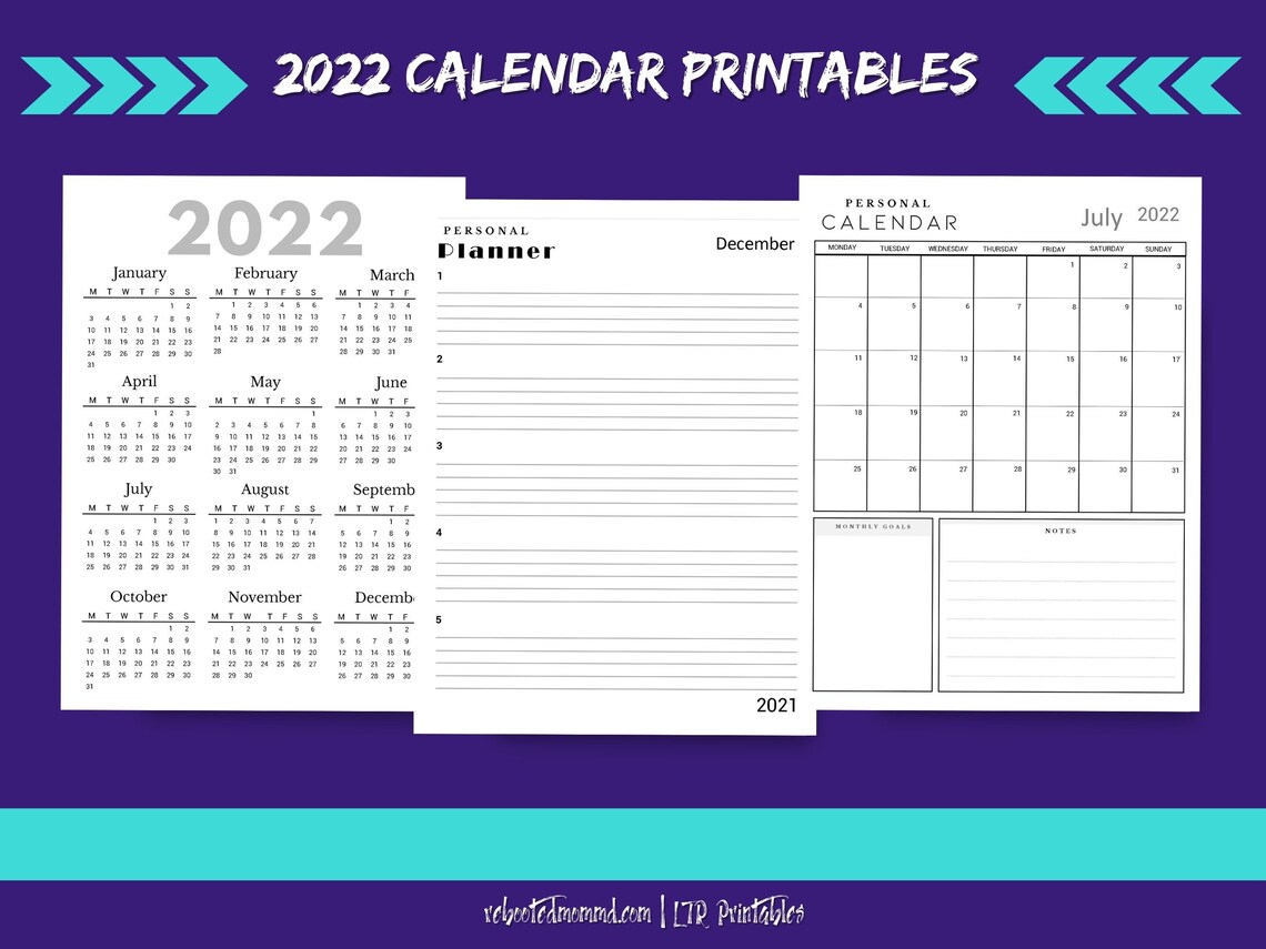 2022 Calendar Printable Pages Monthly Calendar