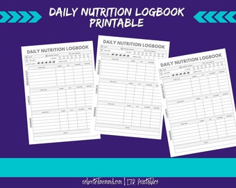 Daily Nutrition Tracker Printables | Nutrition Tracker| Nutrition Logbook | Daily Nutrition Logbook | Nutrition Diary | Instant Download