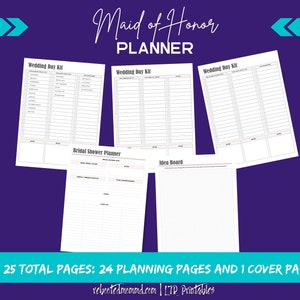 The Maid of Honor Printable and Planner Bundle | Maid of Honour ...