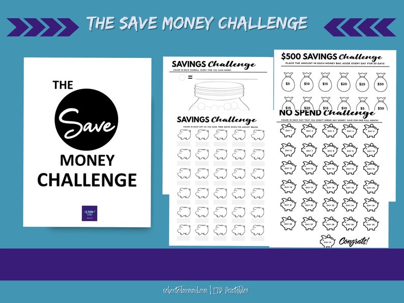 The Save Money Challenge Trackers for the Year Habit Printables Self-Care Immediate Download Digital Worksheets image 2