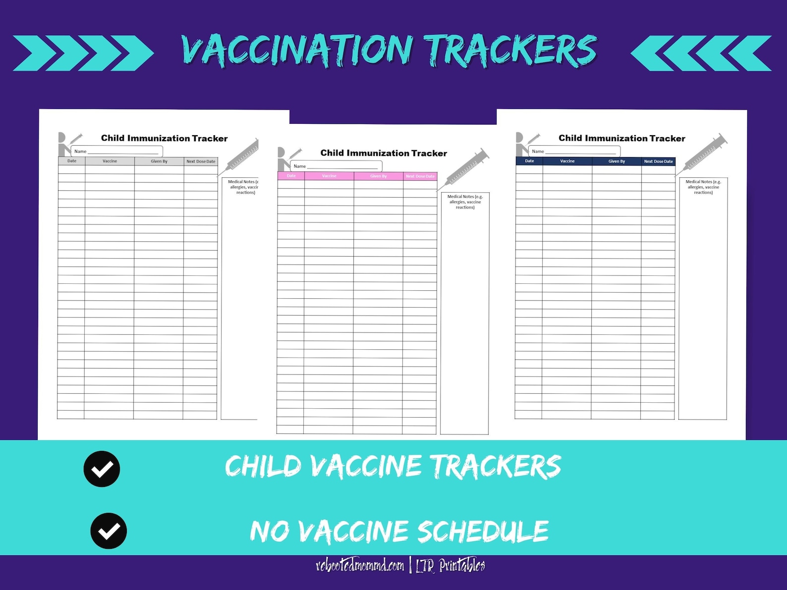 Vaccination Tracker Printables Vaccine Checklist Children's Vaccine ...