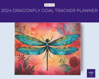 2024 Dragonfly Goal Tracker Printable Planner | Monthly Calendar | Vision Board | Goal Tracker| To-Do Lists| Instant Download| LTRPrintables