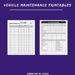Vehicle Maintenance and Mileage Log Printables Car Maintenance Auto Service Tracker Digital Download image 4