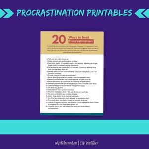 Procrastination Worksheet Printables Productivity Tips and Tools Beating Procrastination Worksheet Immediate Download Digital image 8