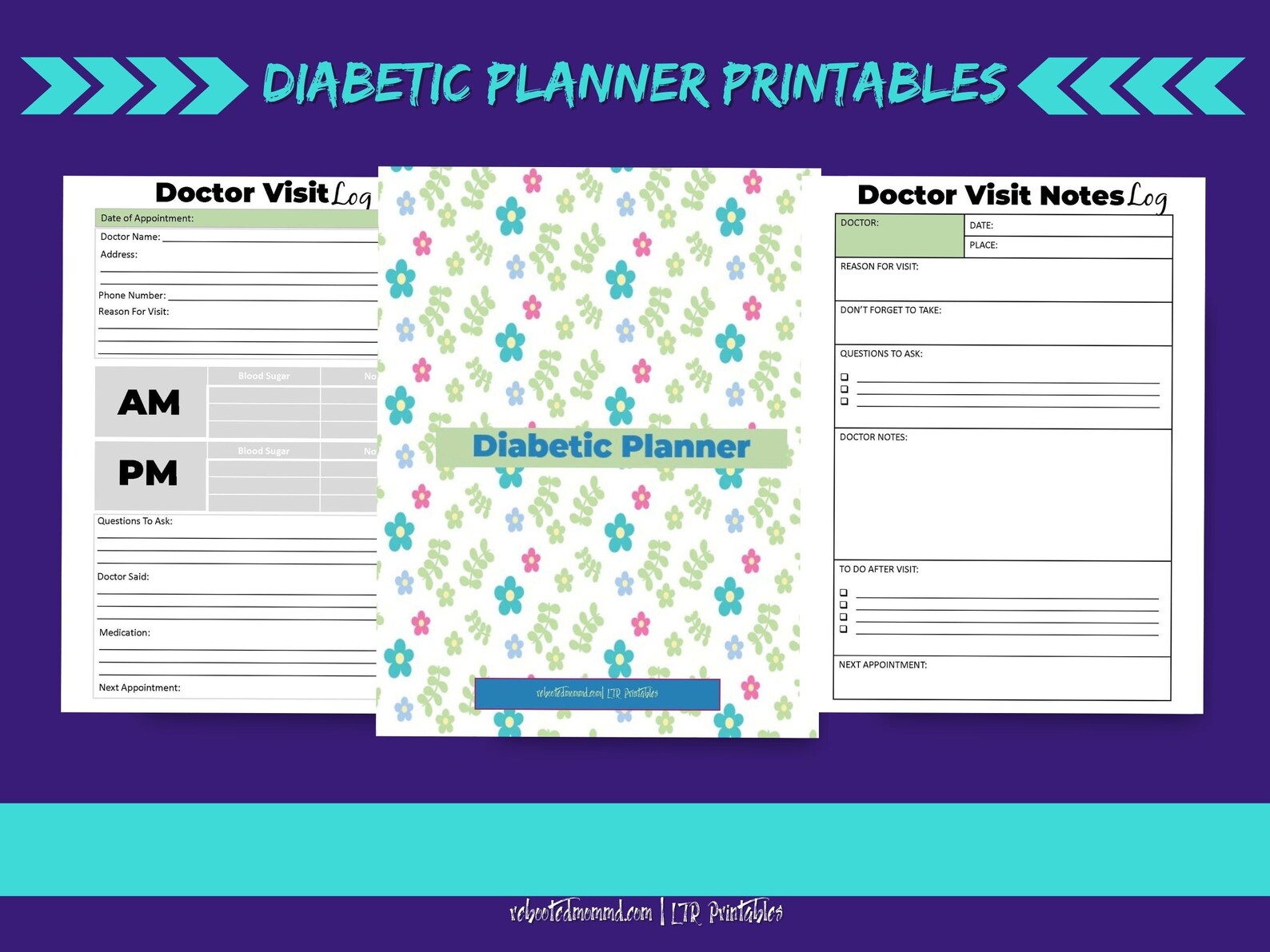 Diabetic Planner Printables Diabetes Medical Planner Diet Etsy
