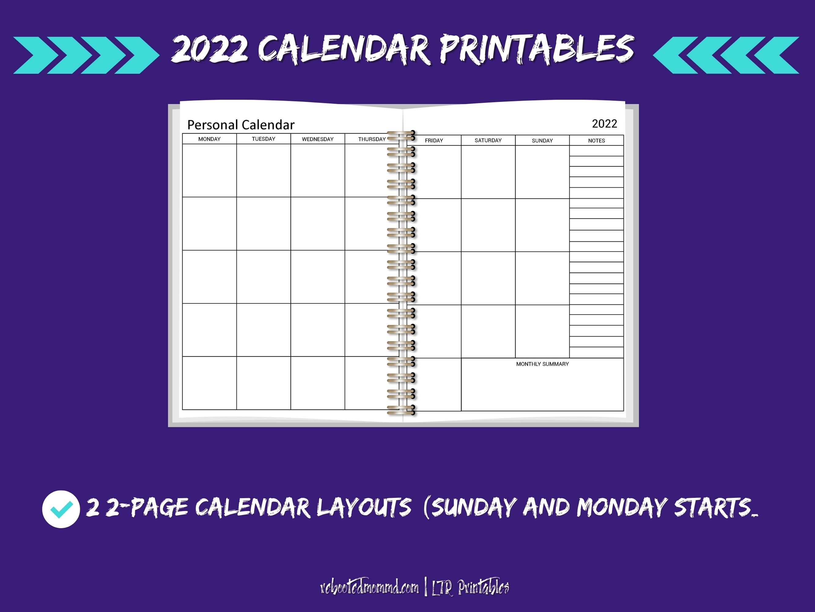 monthly calendar 2022 2022 planner printable simple monthly etsy 2022