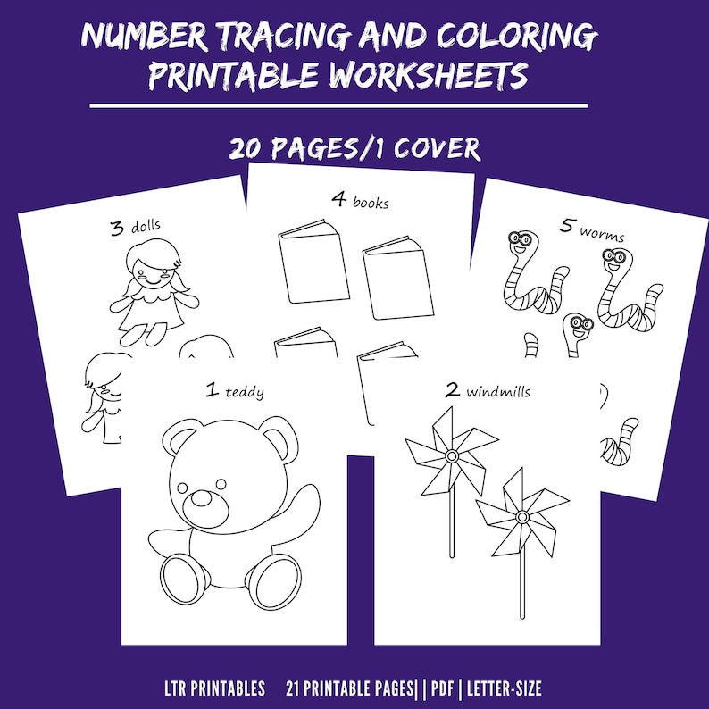 For Homeschooling or Practice Number Tracing and Coloring Printable Worksheets