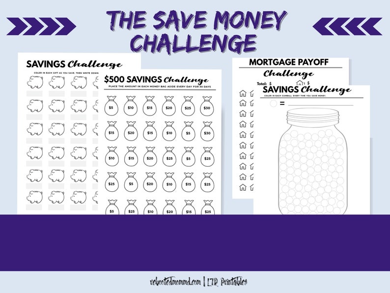 The Save Money Challenge Trackers for the Year Habit Printables Self-Care Immediate Download Digital Worksheets image 4