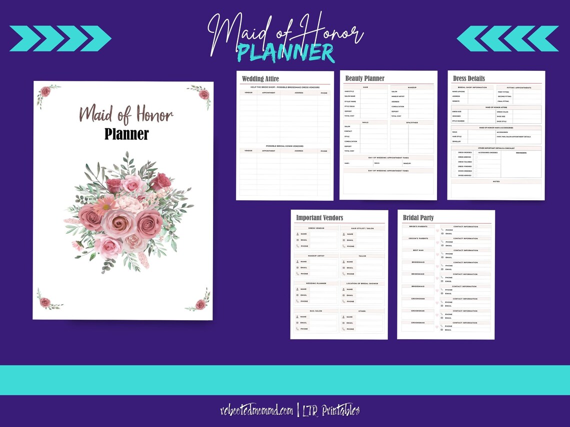 The Maid of Honor Printable and Planner Bundle Maid of - Etsy